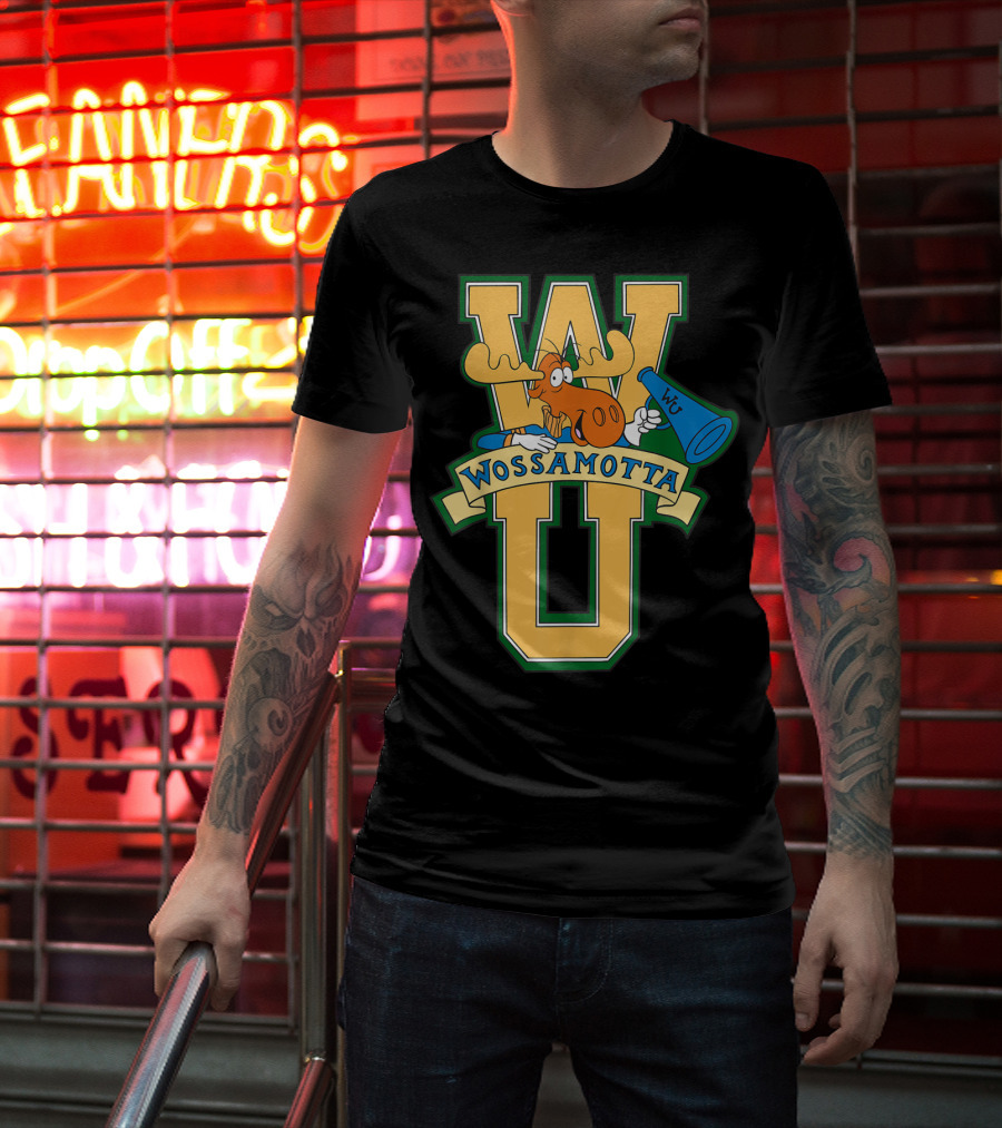 Rocky And Bullwinkle Wossamotta U WU Moose Megaphone T-Shirt