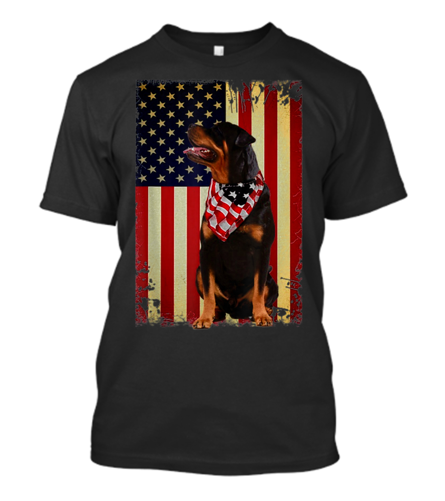 Rottweiler Smile American Flag Patriotic Independence T-Shirt