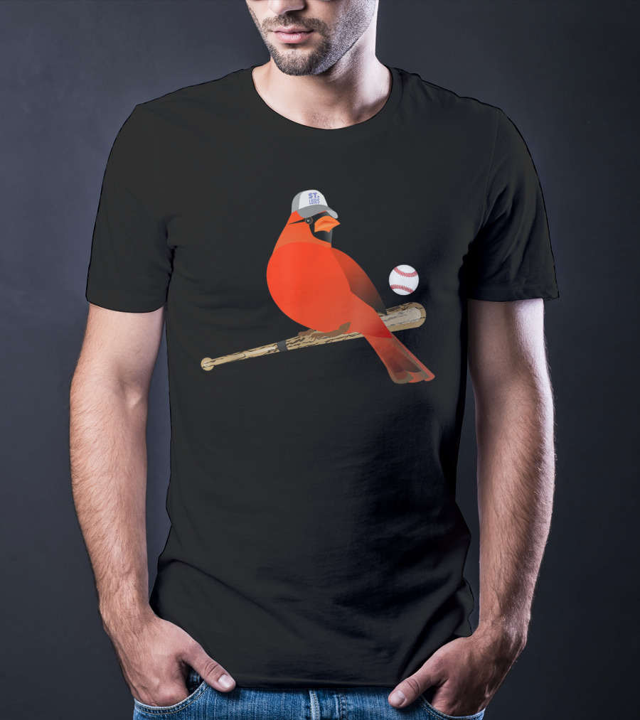 Saint Louis Red Cardinal Baseball Bat And Cap T-Shirt