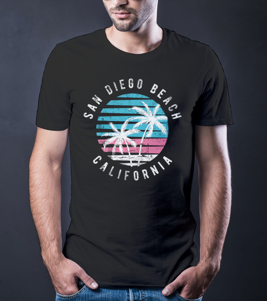 San Diego Beach California Surf Sunset Palm Trees T-Shirt