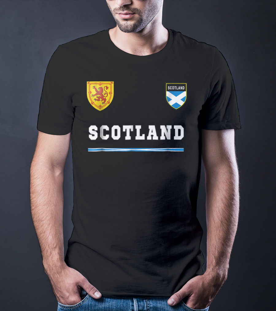 Scotland Soccer Jersey Flag With Scottish Lion And Saltire Badges T-Shirt