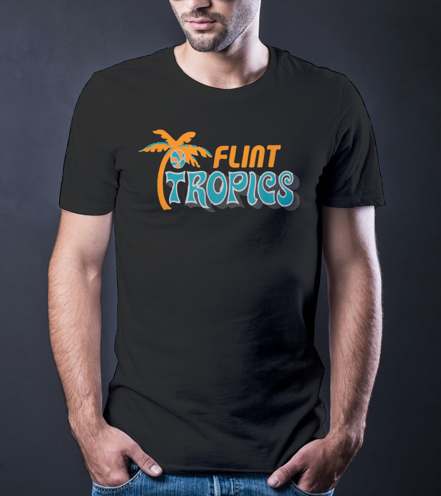 Semi Pro Jackie Moon Flint Tropics Basketball Logo Palm Tree T-Shirt