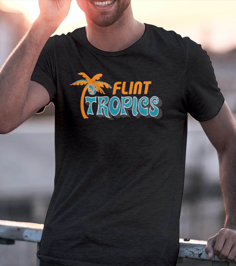 Semi Pro Jackie Moon Flint Tropics Basketball Logo Palm Tree T-Shirt