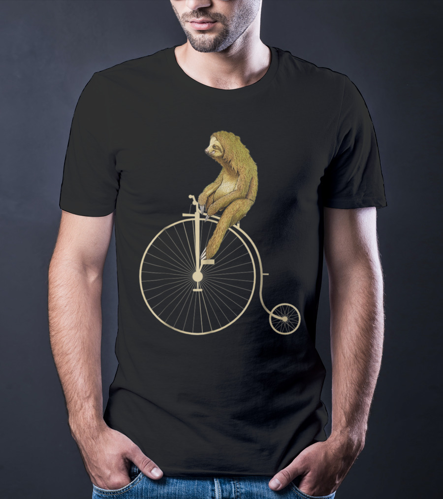 Sloth Riding A Vintage Penny Farthing Bicycle T-Shirt