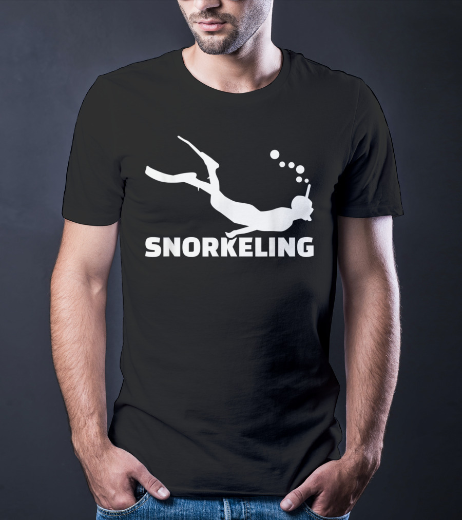 Snorkeling Diver Silhouette With Bubbles T-Shirt