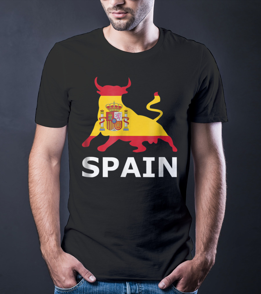 Spain Bull With Spanish Flag Crest T-Shirt