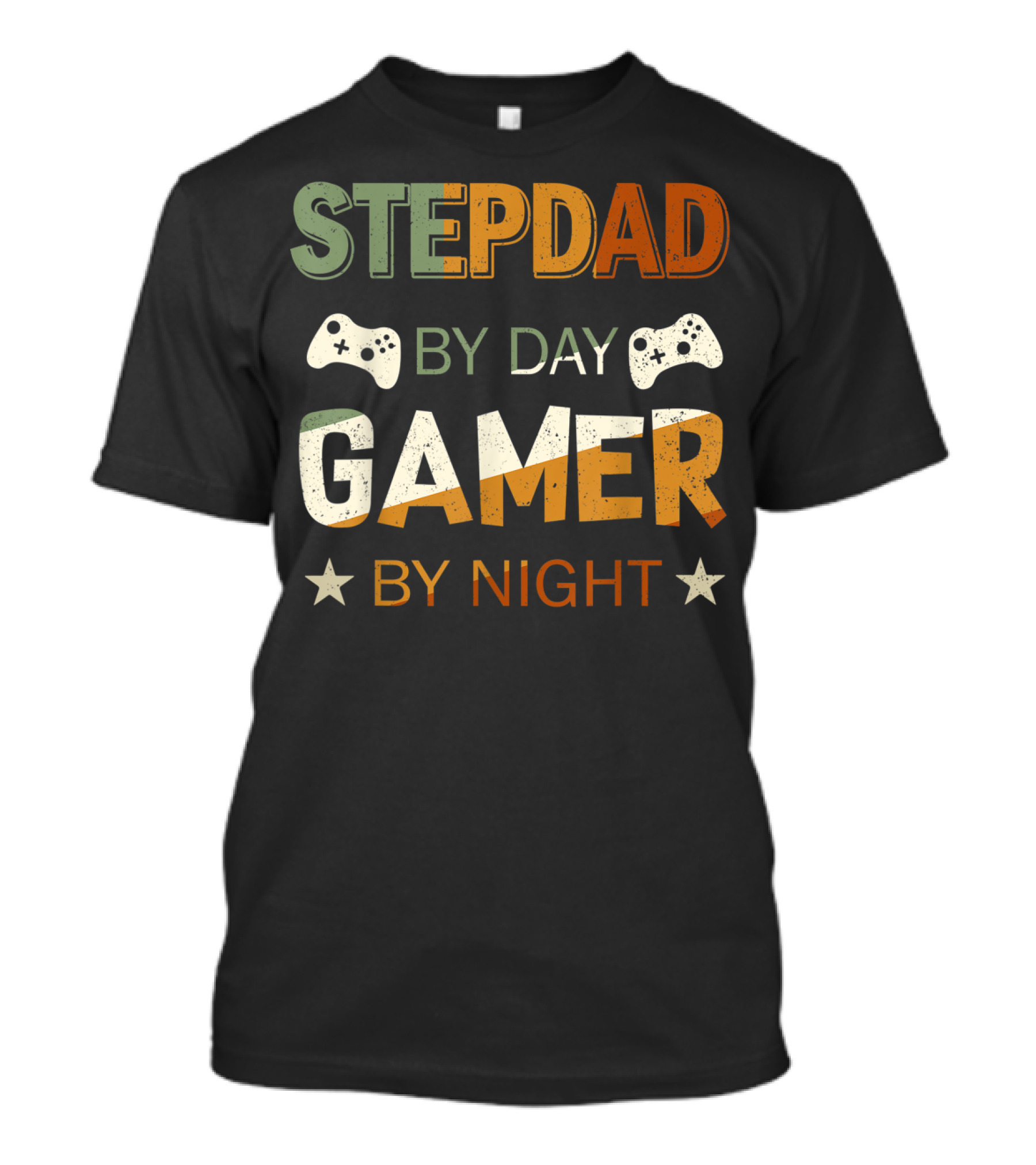 Stepdad By Day Gamer By Night Game Controller Stars T-Shirt