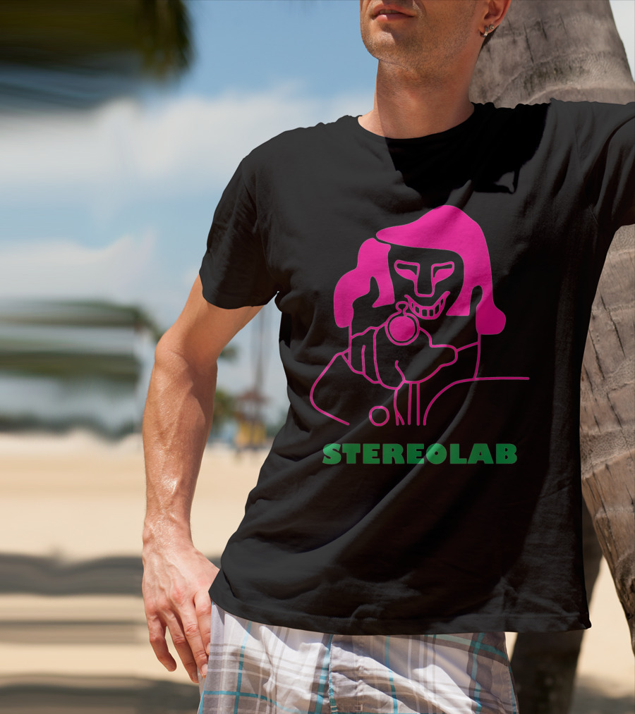 Stereolab Pink Abstract Figure Holding Stopwatch T-Shirt
