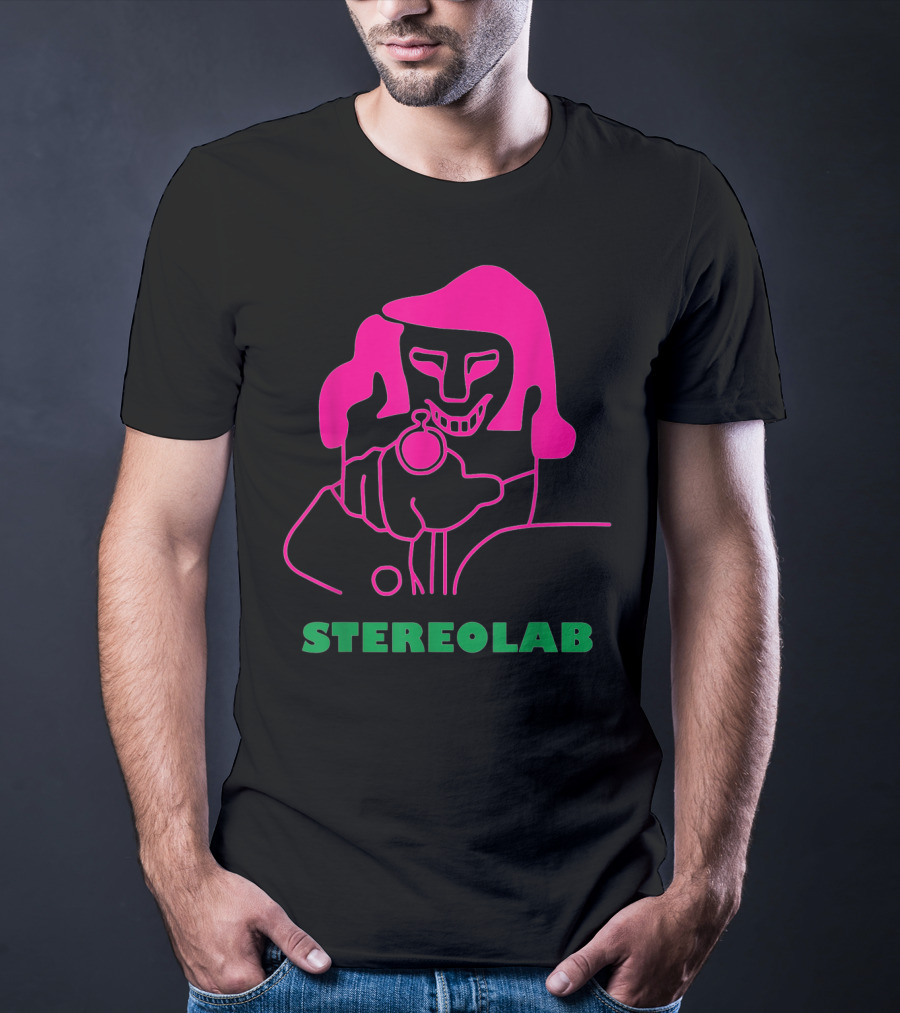 Stereolab Pink Abstract Figure Holding Stopwatch T-Shirt