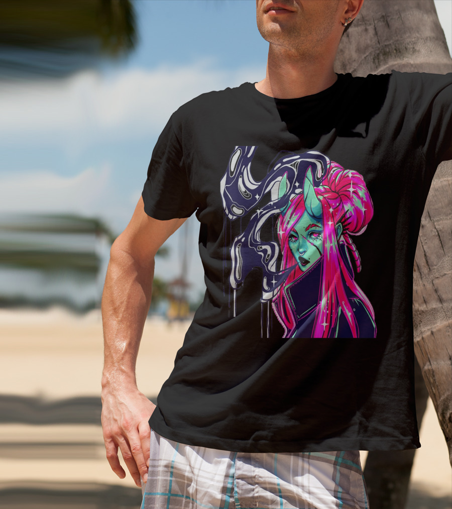 Angel Demon Neon Fantasy Comic T-Shirt