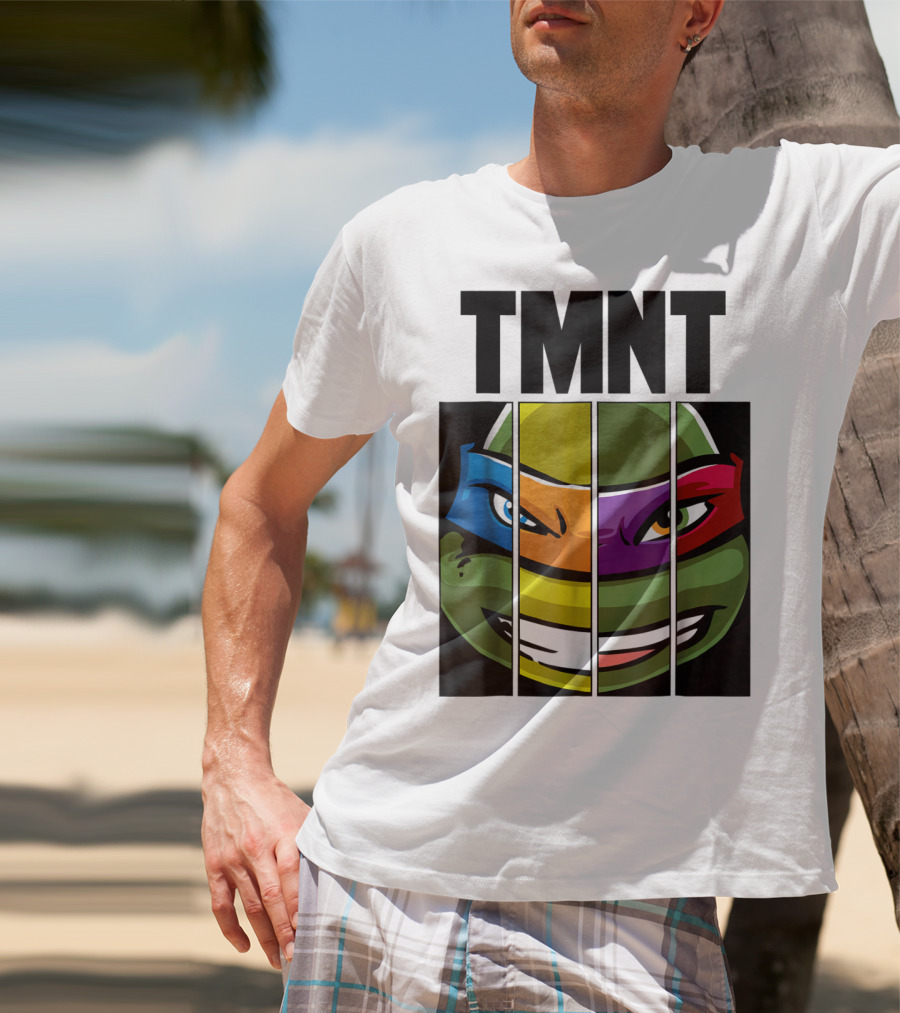 TMNT Turtle Faces Colorful Bandana Mashup T-Shirt