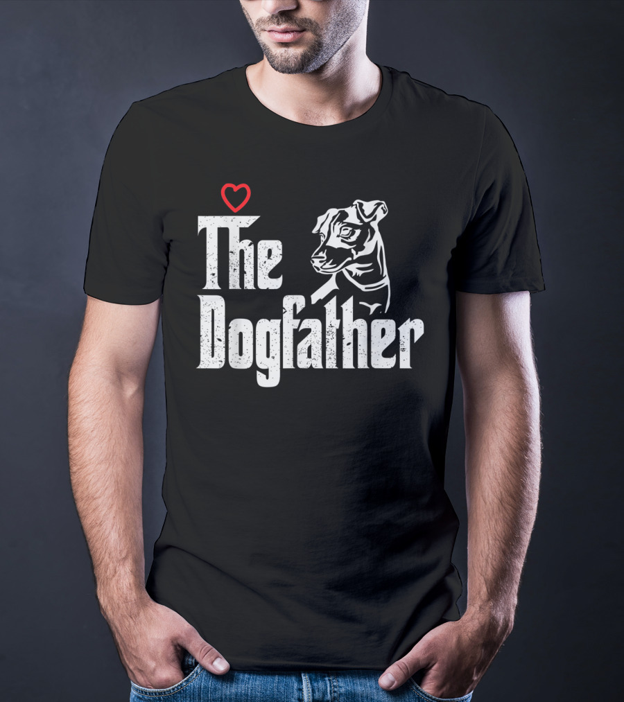 The Dogfather Jack Russell Dog Dad Father With Heart T-Shirt