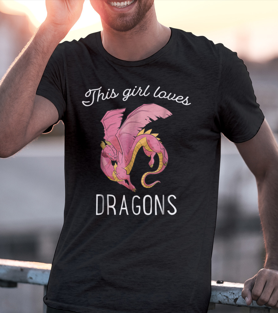 This Girl Loves Dragons Cute Pink Flying Dragon T-Shirt