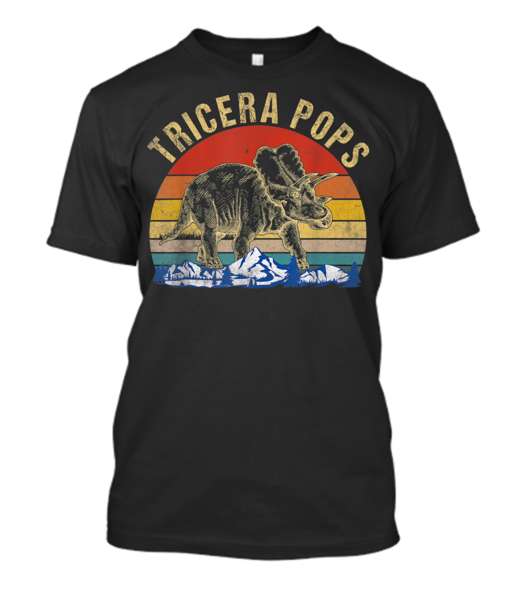 Tricera Pops Dinosaur Dad Triceratops Vintage T-Shirt