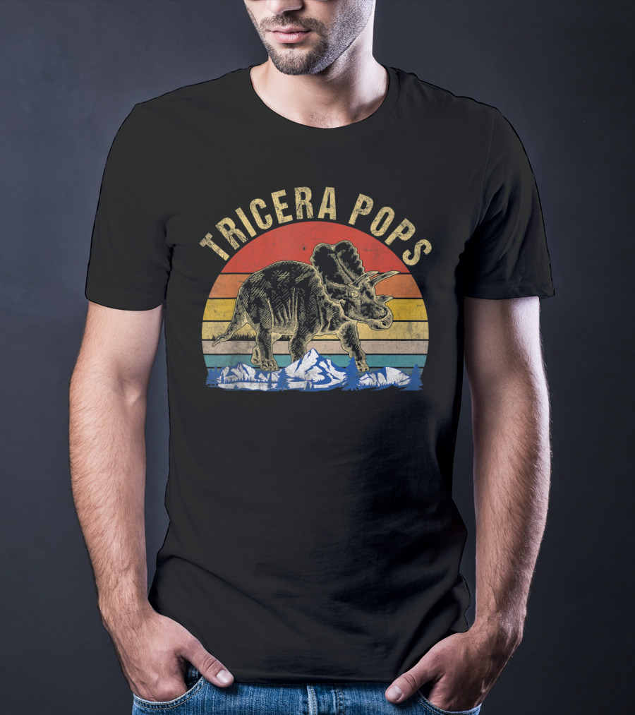 Tricera Pops Dinosaur Dad Triceratops Vintage T-Shirt
