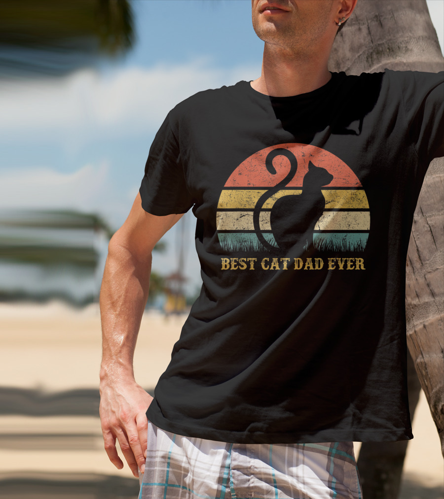 Best Cat Dad Ever Vintage Cat Daddy Father T-Shirt