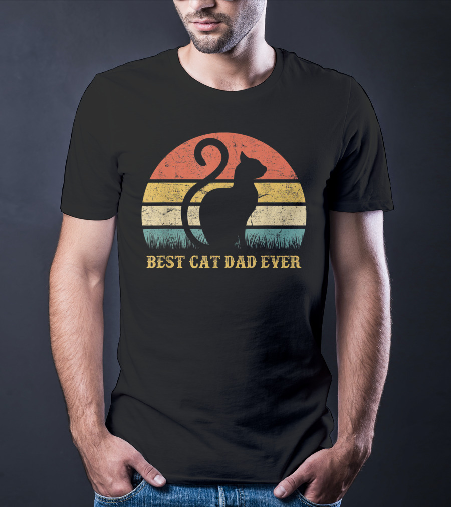 Best Cat Dad Ever Vintage Cat Daddy Father T-Shirt