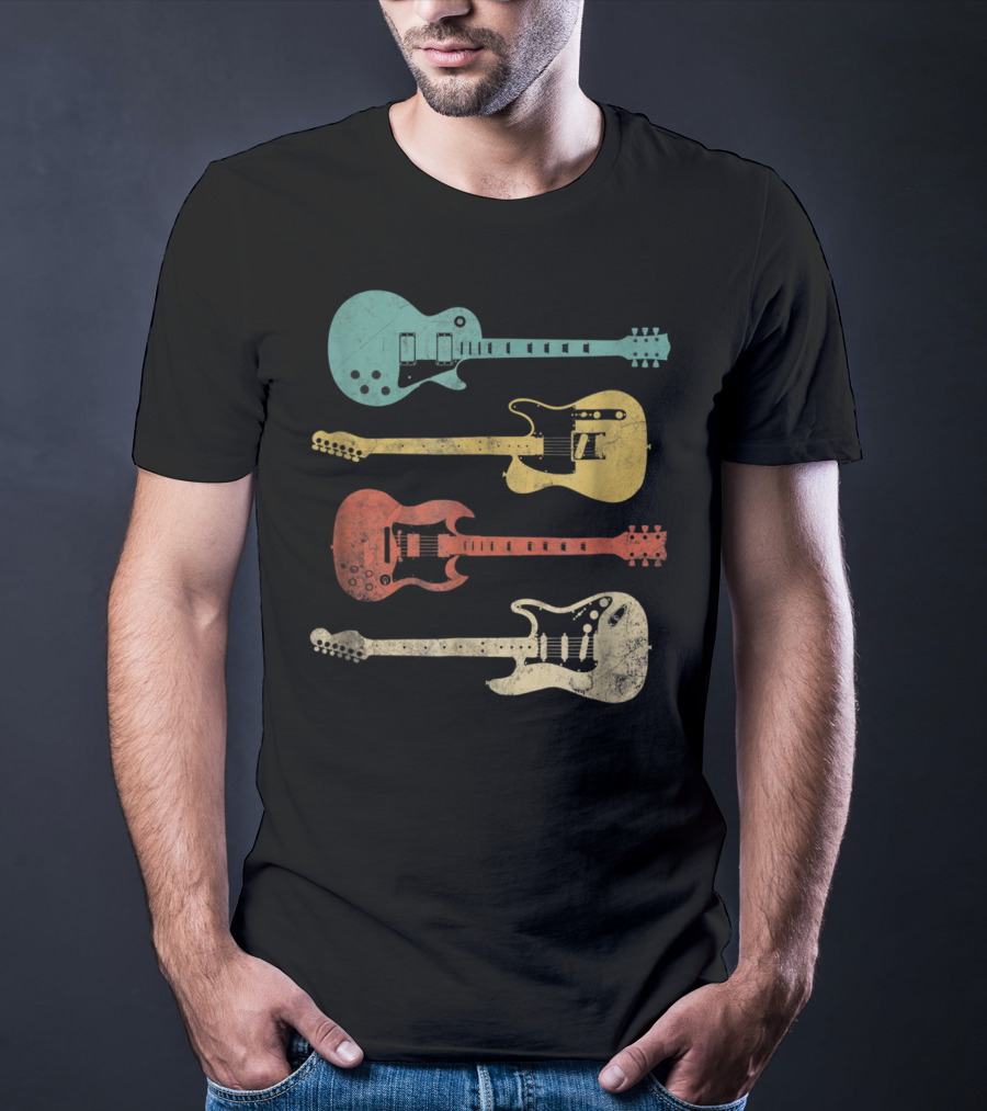 Vintage Classic Colorful Electric Guitars Collection T-Shirt