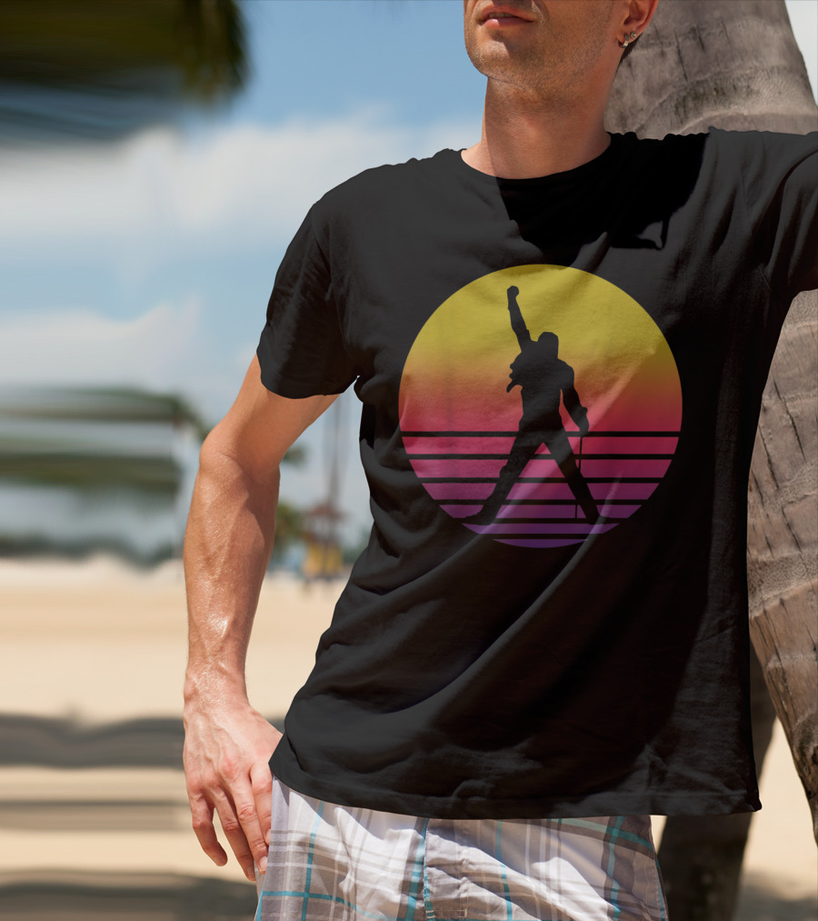 Vintage Freddie Mercury Silhouette Music Icon Sunset T-Shirt