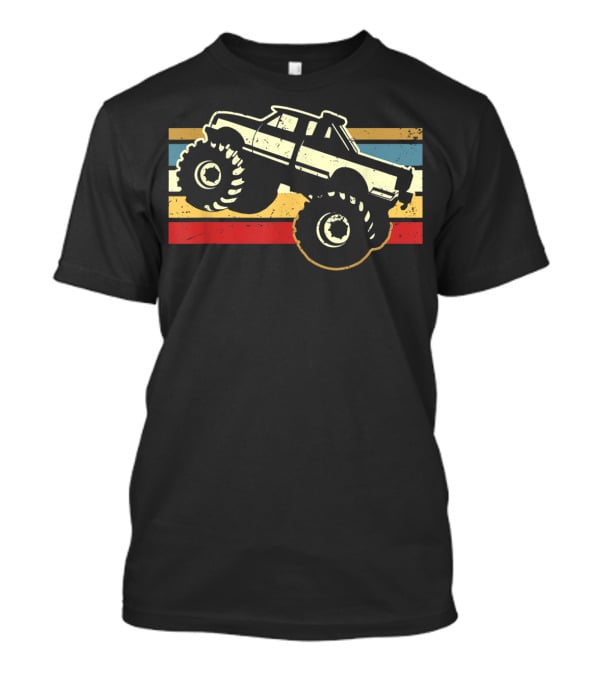 Vintage Monster Truck Retro Stripes Men Boy T-Shirt