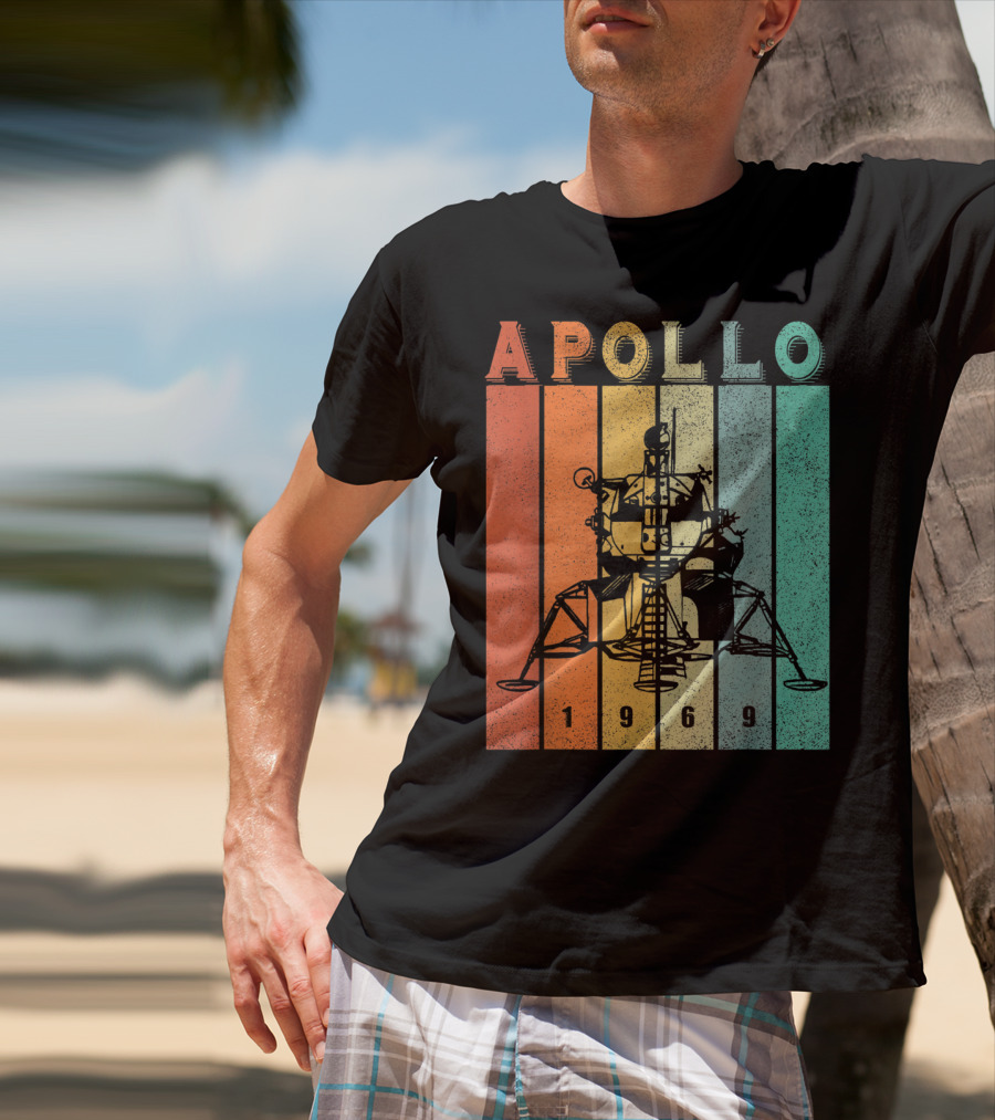 Apollo 1969 Lunar Module Vintage Retro Stripes T-Shirt