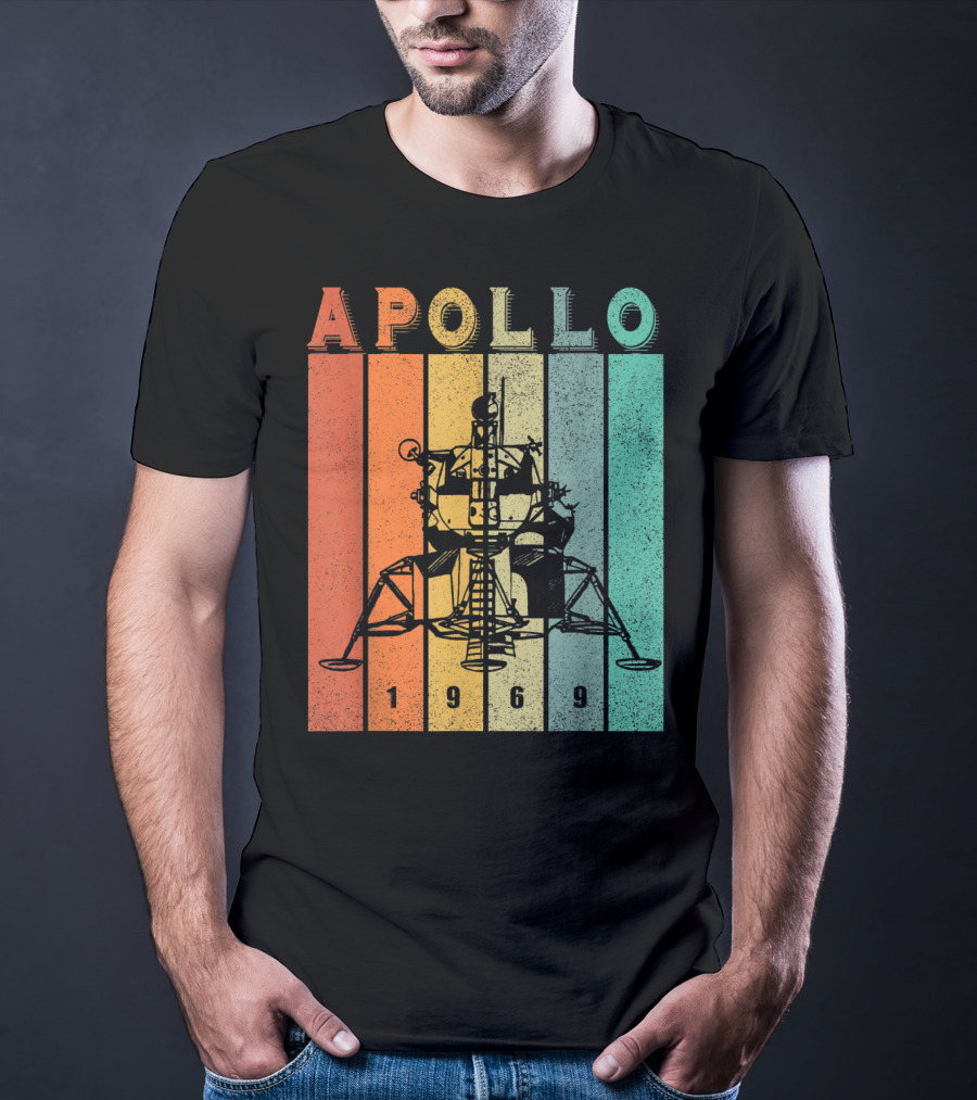 Apollo 1969 Lunar Module Vintage Retro Stripes T-Shirt