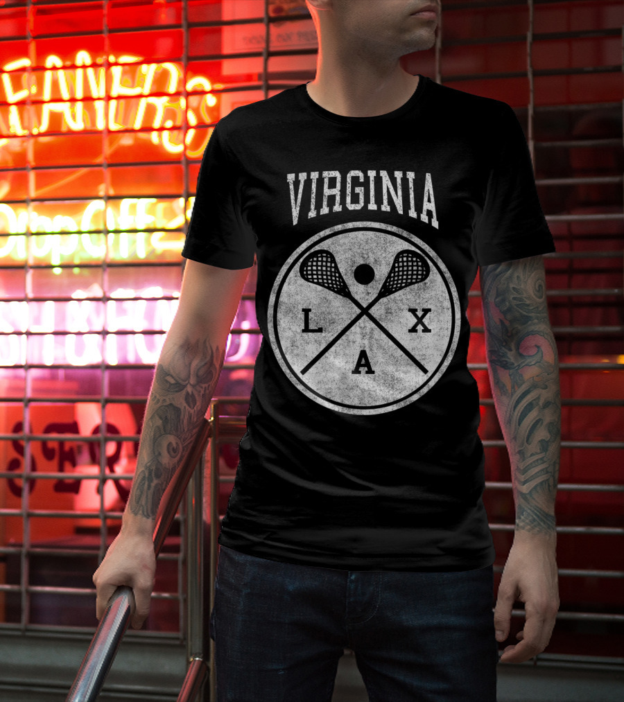 Virginia LAX Vintage Lacrosse Crossed Sticks Circle T-Shirt