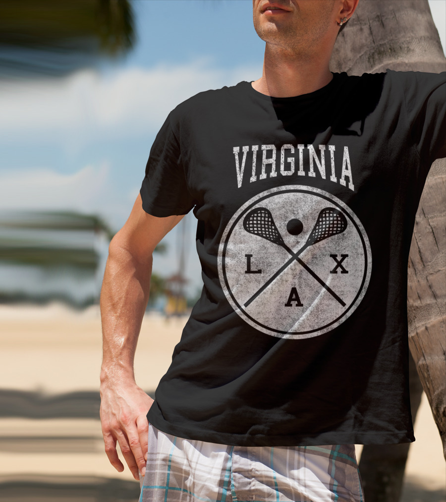 Virginia LAX Vintage Lacrosse Crossed Sticks Circle T-Shirt