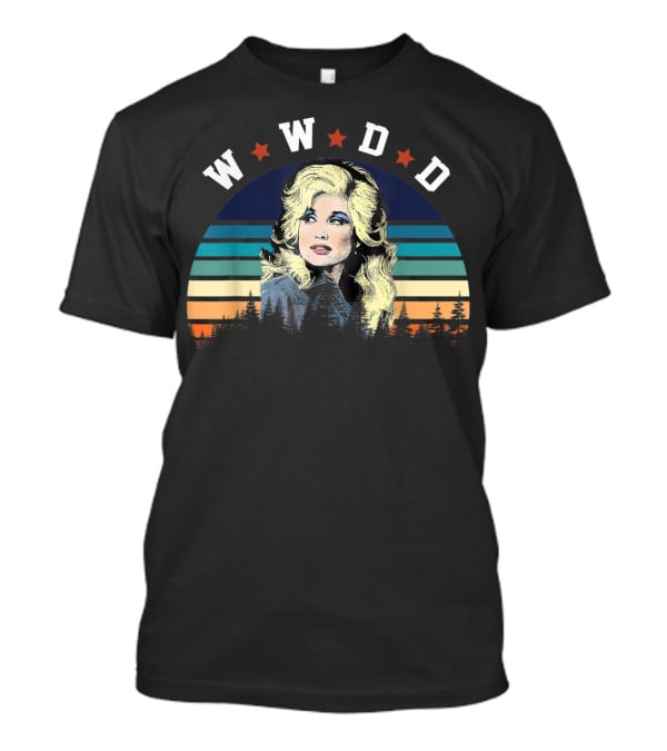 WWDD Retro Dolly Parton Striped Trees T-Shirt
