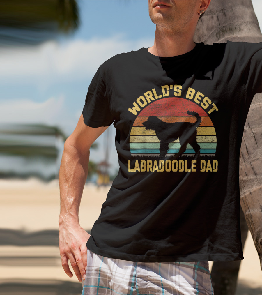 World's Best Labradoodle Dad Vintage Sunset Retro T-Shirt