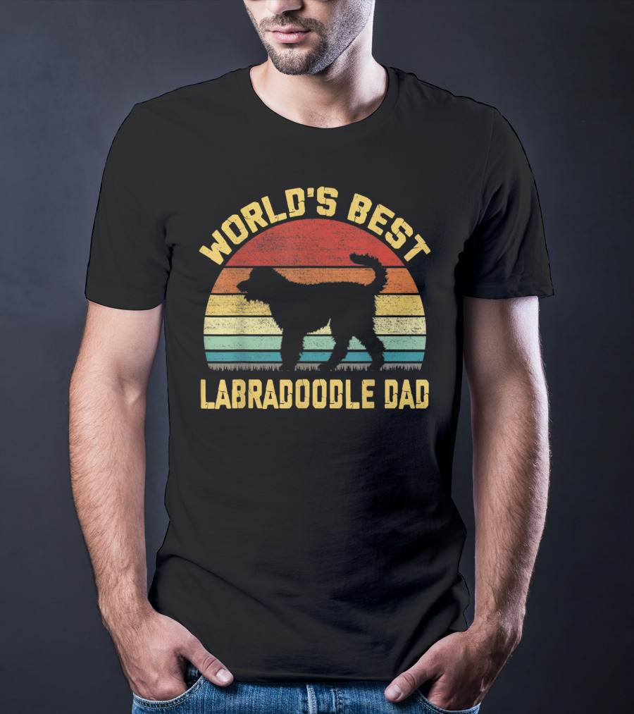 World's Best Labradoodle Dad Vintage Sunset Retro T-Shirt