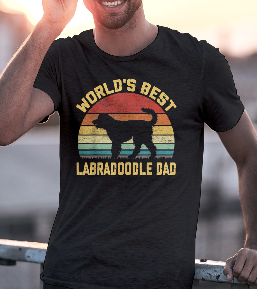 World's Best Labradoodle Dad Vintage Sunset Retro T-Shirt