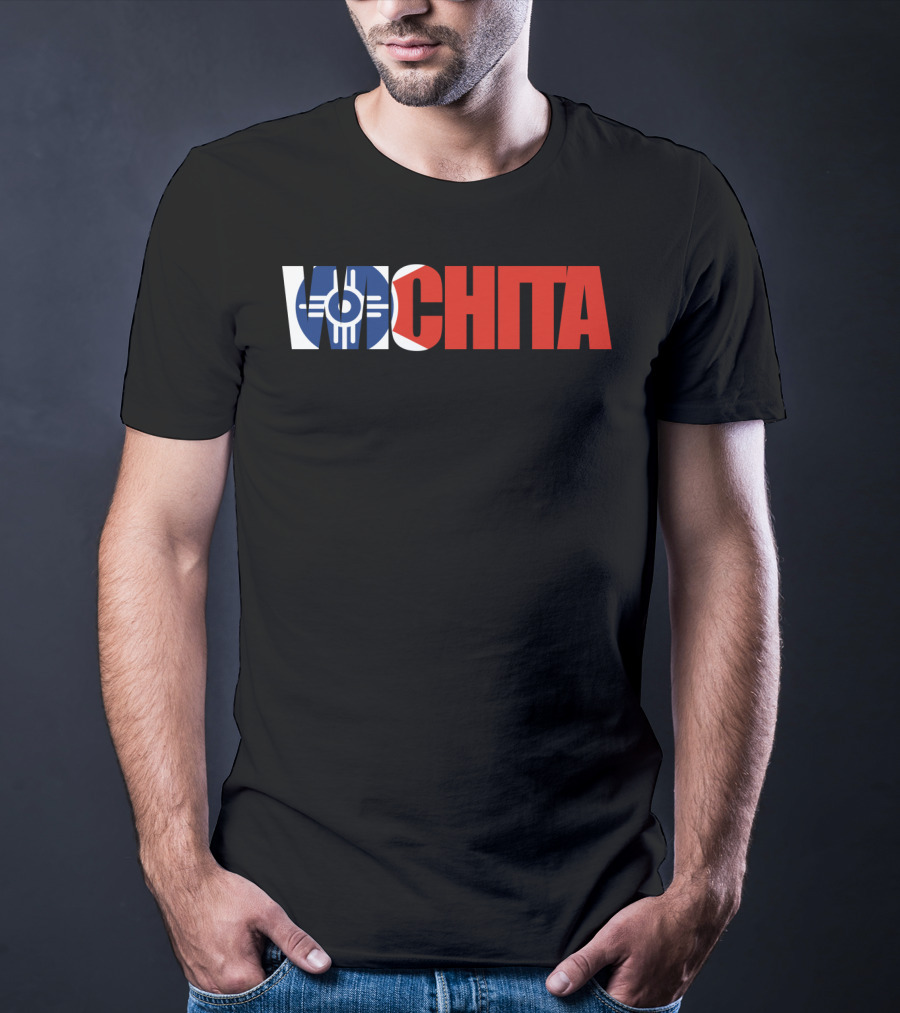 Wichita Kansas Flag Typography T-Shirt