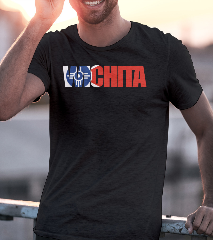 Wichita Kansas Flag Typography T-Shirt