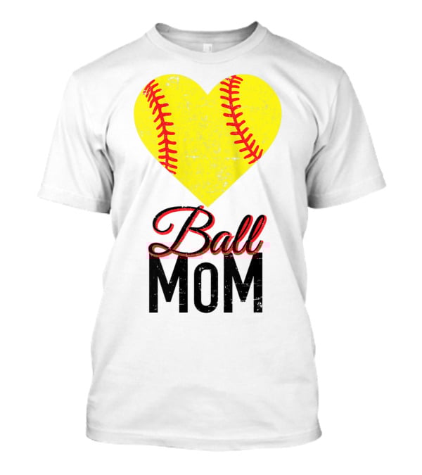 Love Ball Mom Heart Baseball Softball Graph T-Shirt