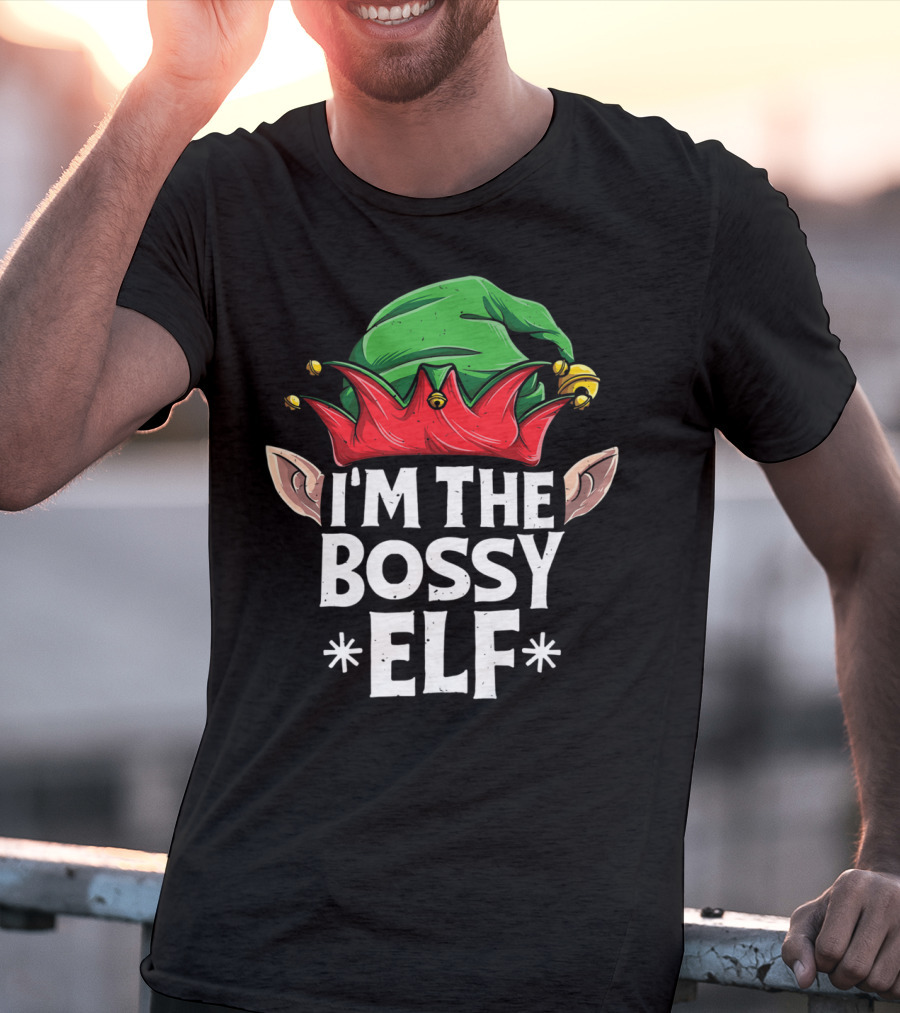 I'm The Bossy Elf Christmas Family Matching Jingle Hat Ears T-Shirt