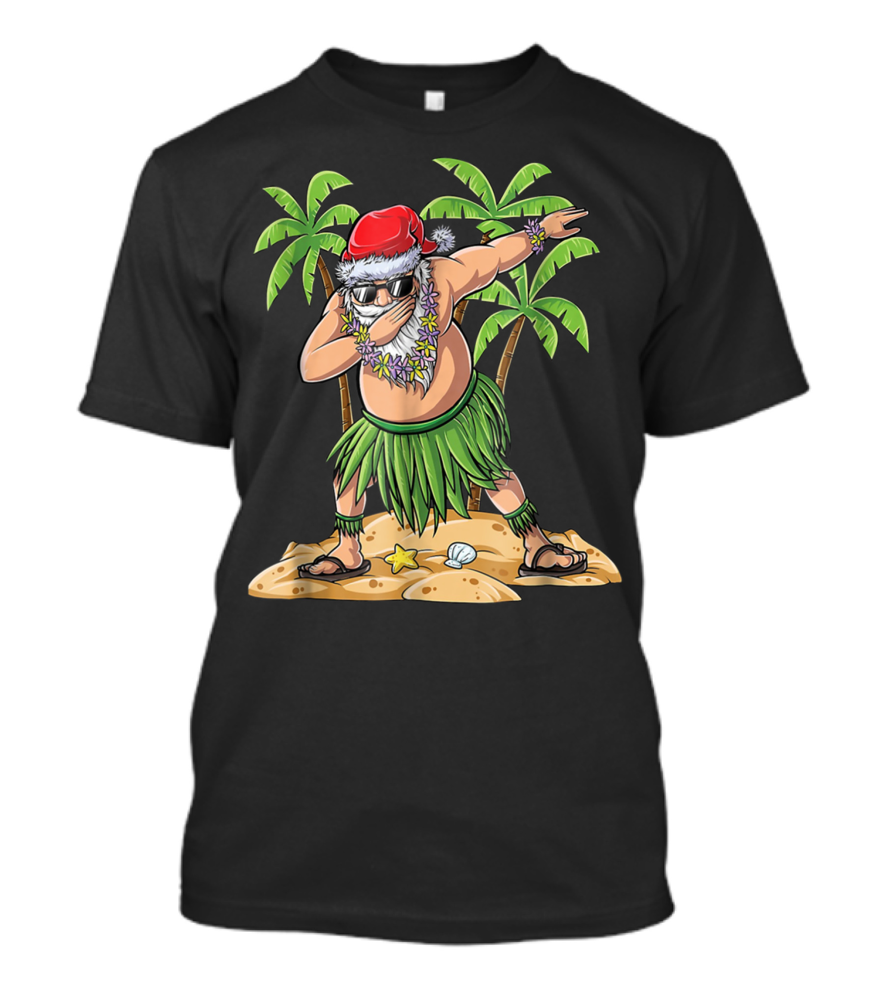 Dabbing Santa Christmas In July Kids Hawaiian Palm Trees Beach Holiday T-Shirt