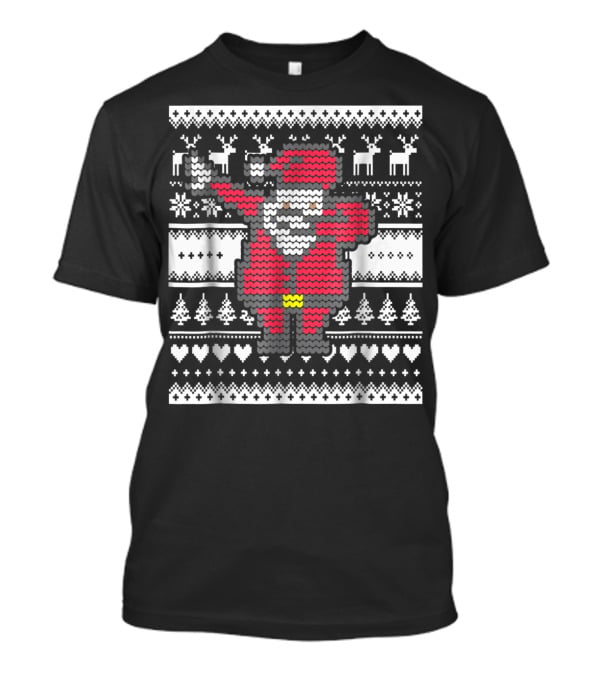 Dabbing Santa Claus Ugly Christmas Sweater Pattern T-Shirt