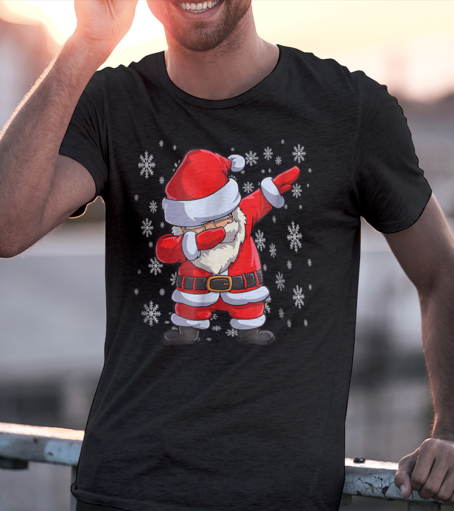 Dabbing Santa Funny Christmas Flossing Snowflakes T-Shirt