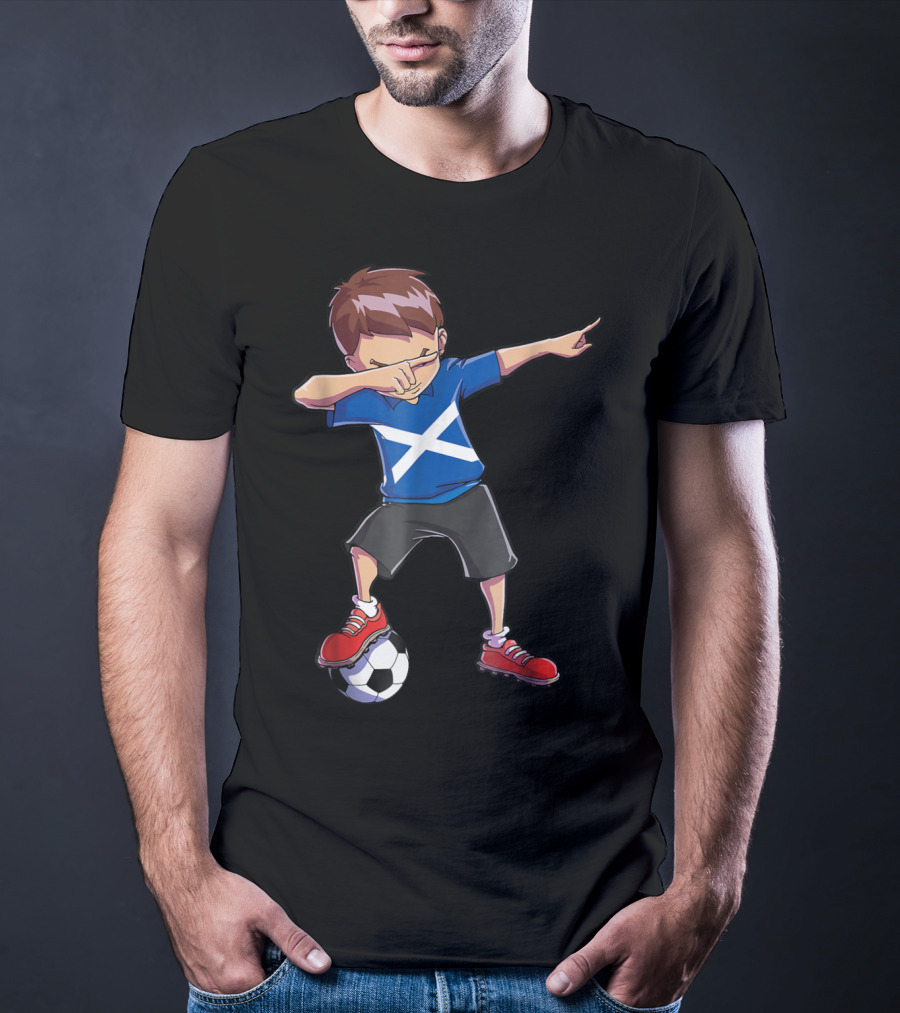 Dabbing Soccer Boys Scottish Flag Football Scotland T-Shirt