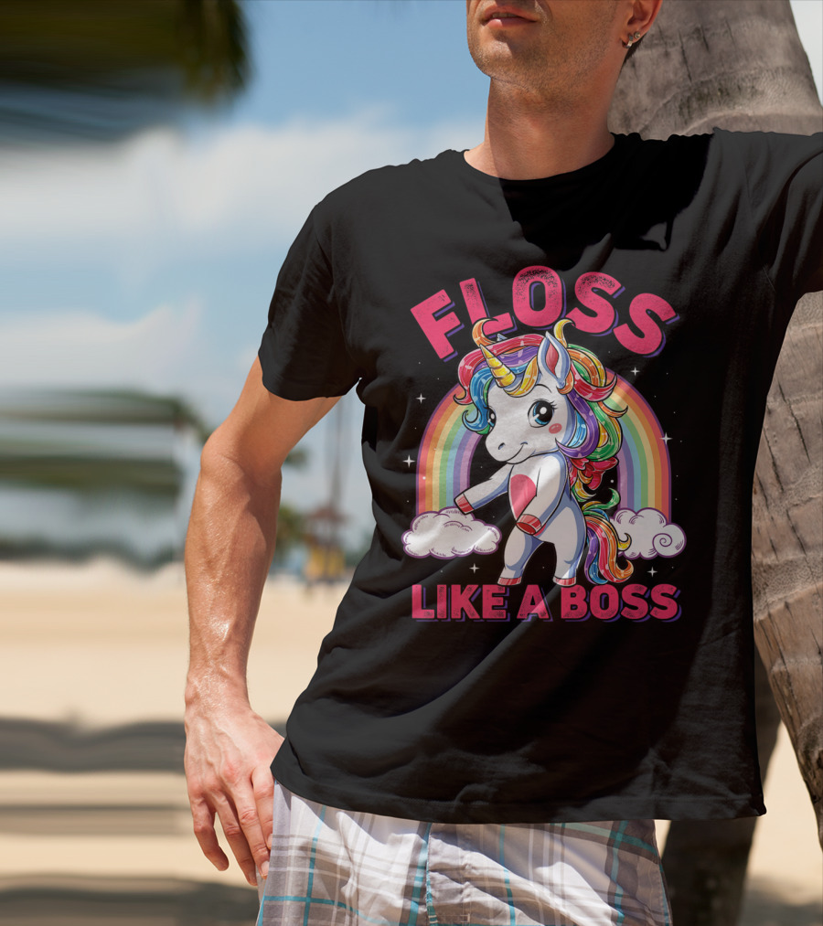 Floss Like A Boss Rainbow Unicorn Girls Squad T-Shirt