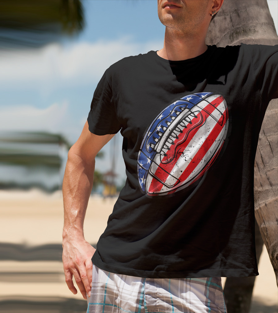 American Flag Football Fourth Of July T-Shirt