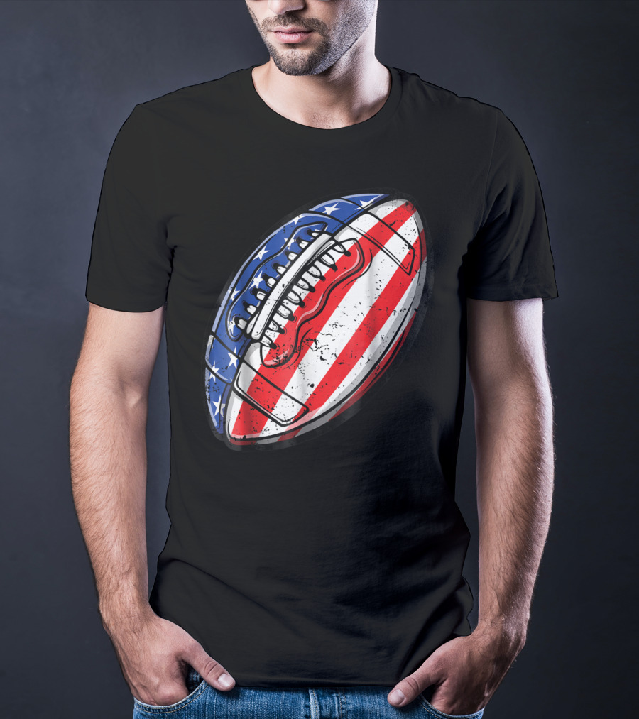 American Flag Football Fourth Of July T-Shirt