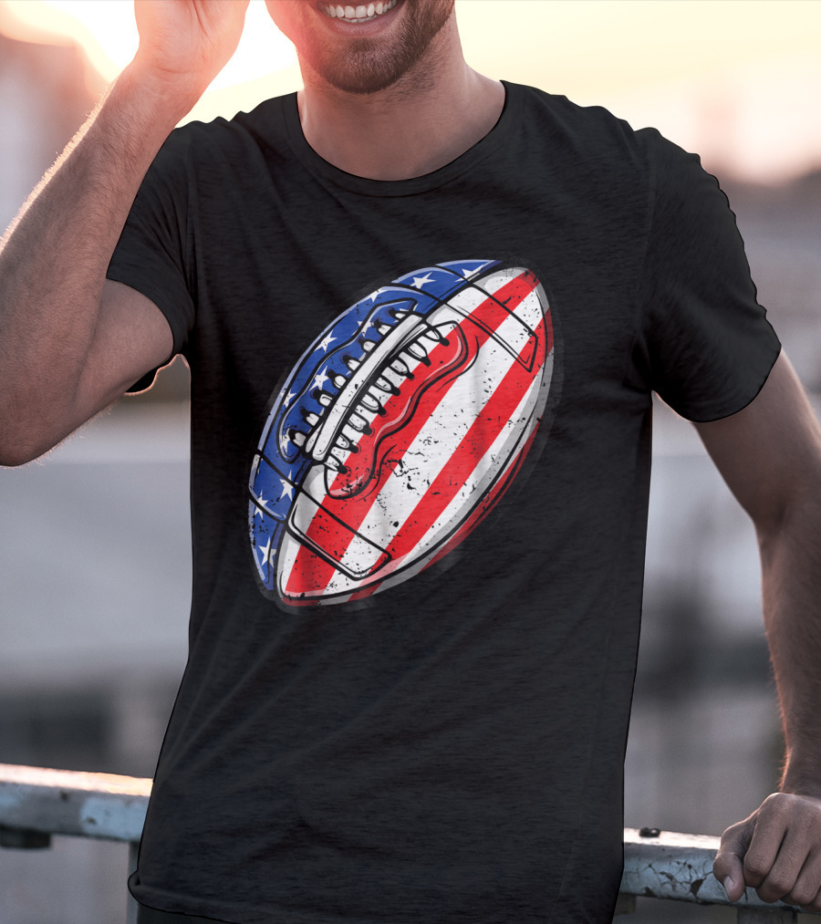 American Flag Football Fourth Of July T-Shirt