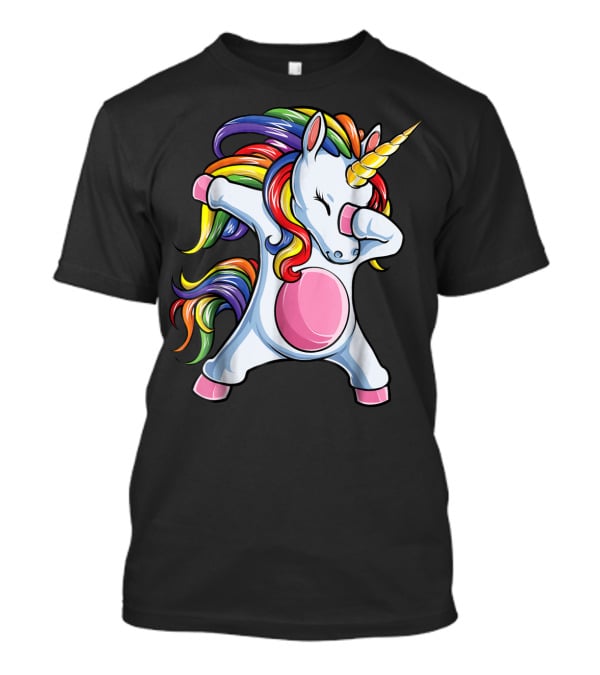 Dabbing Unicorn Kids Boys Girls Rainbow Colors T-Shirt