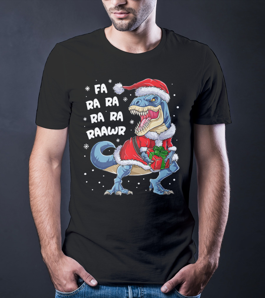Fa Ra Ra Ra Rawr Dinosaur Christmas Rex Santa T-Shirt