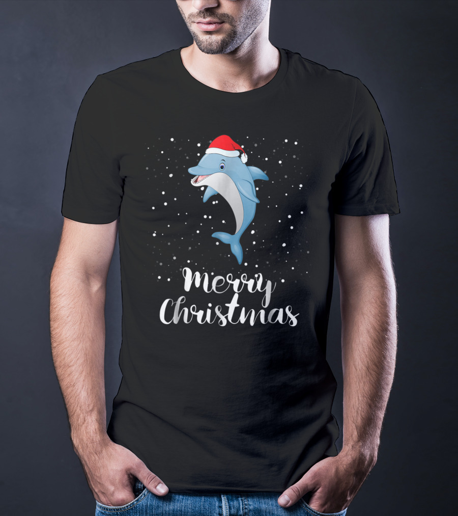 Merry Christmas Dolphin Family Group Matching Holiday T-Shirt