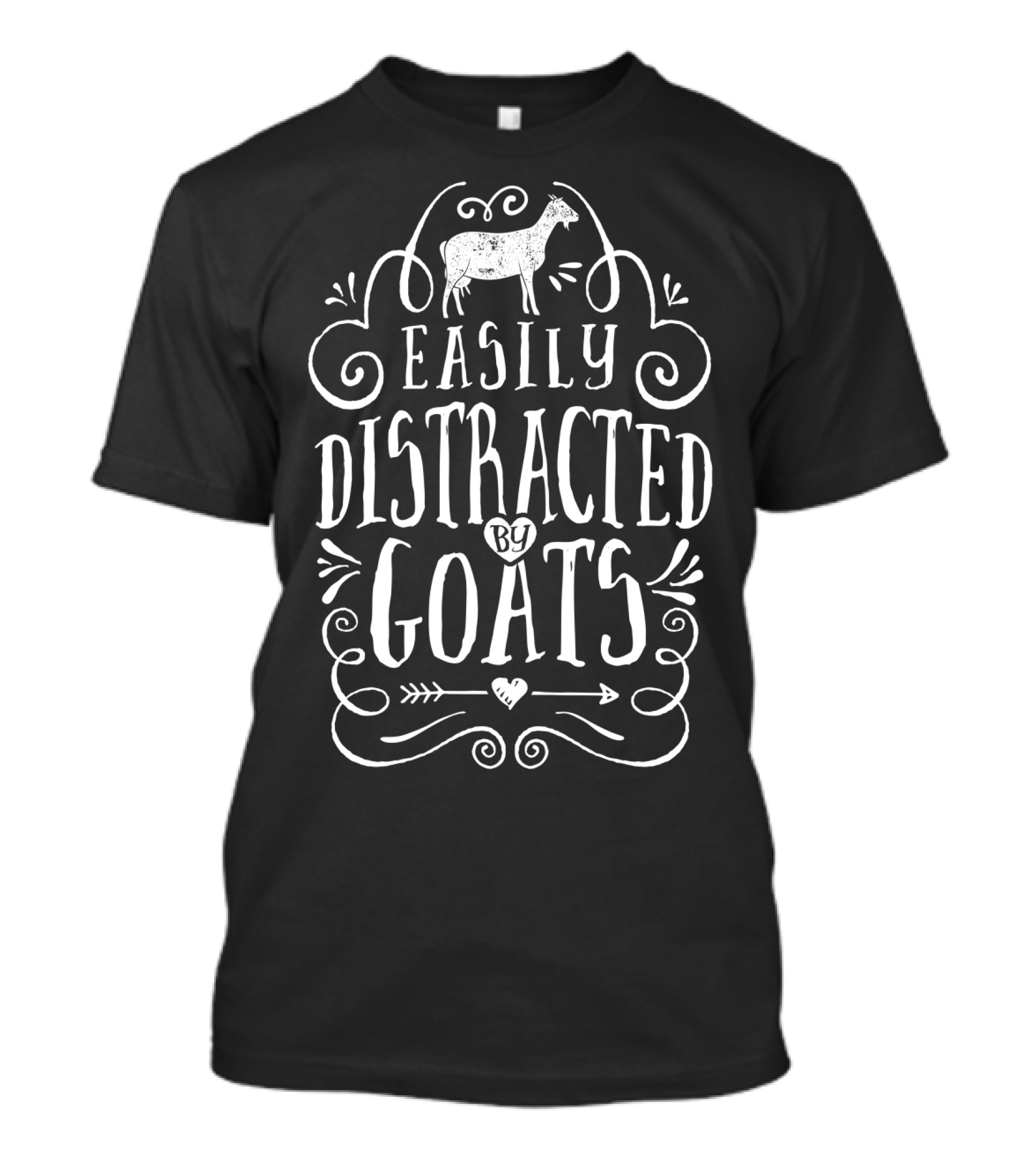 Easily Distracted By Goats Funny Goat Lover Swirling T-Shirt