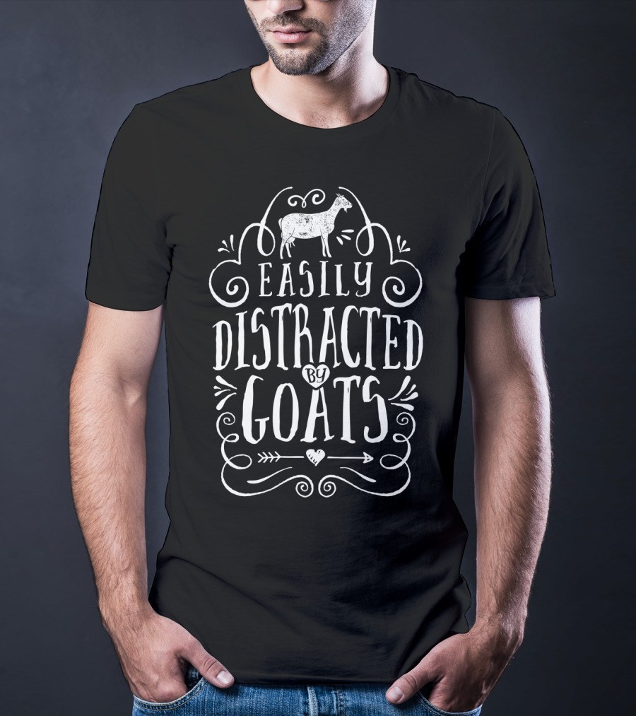 Easily Distracted By Goats Funny Goat Lover Swirling T-Shirt