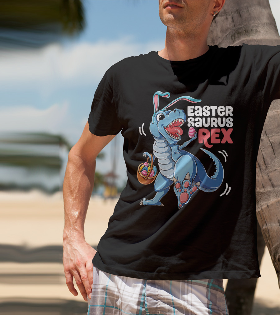 Easter Saurus Rex Bunny Dinosaur With Eggs T-Shirt